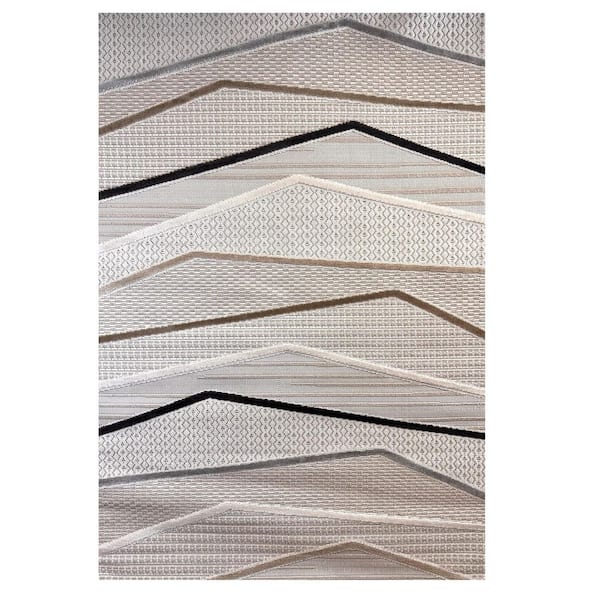 5 ft. x 8 ft. Gray Brown and Beige Abstract Area Rug