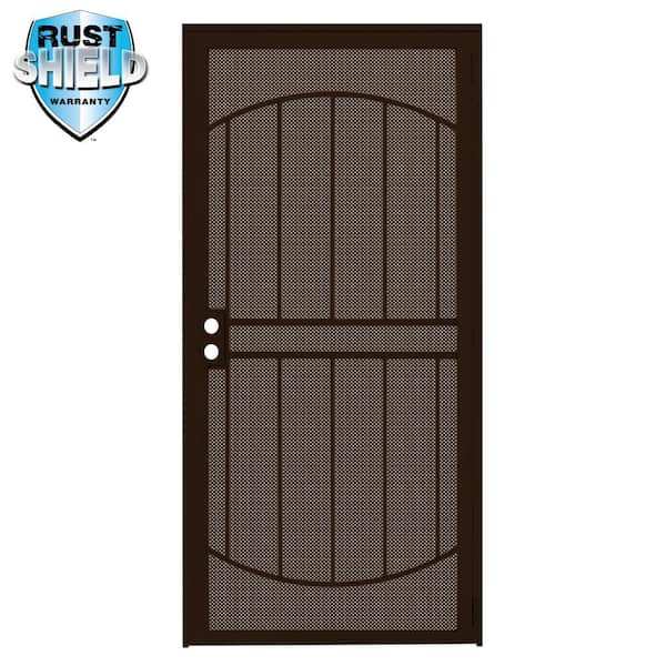 32 in. x 80 in. Arcada MAX Rust Shield Copper Surface Mount Outswing Steel Security Door with Perforated Metal Screen