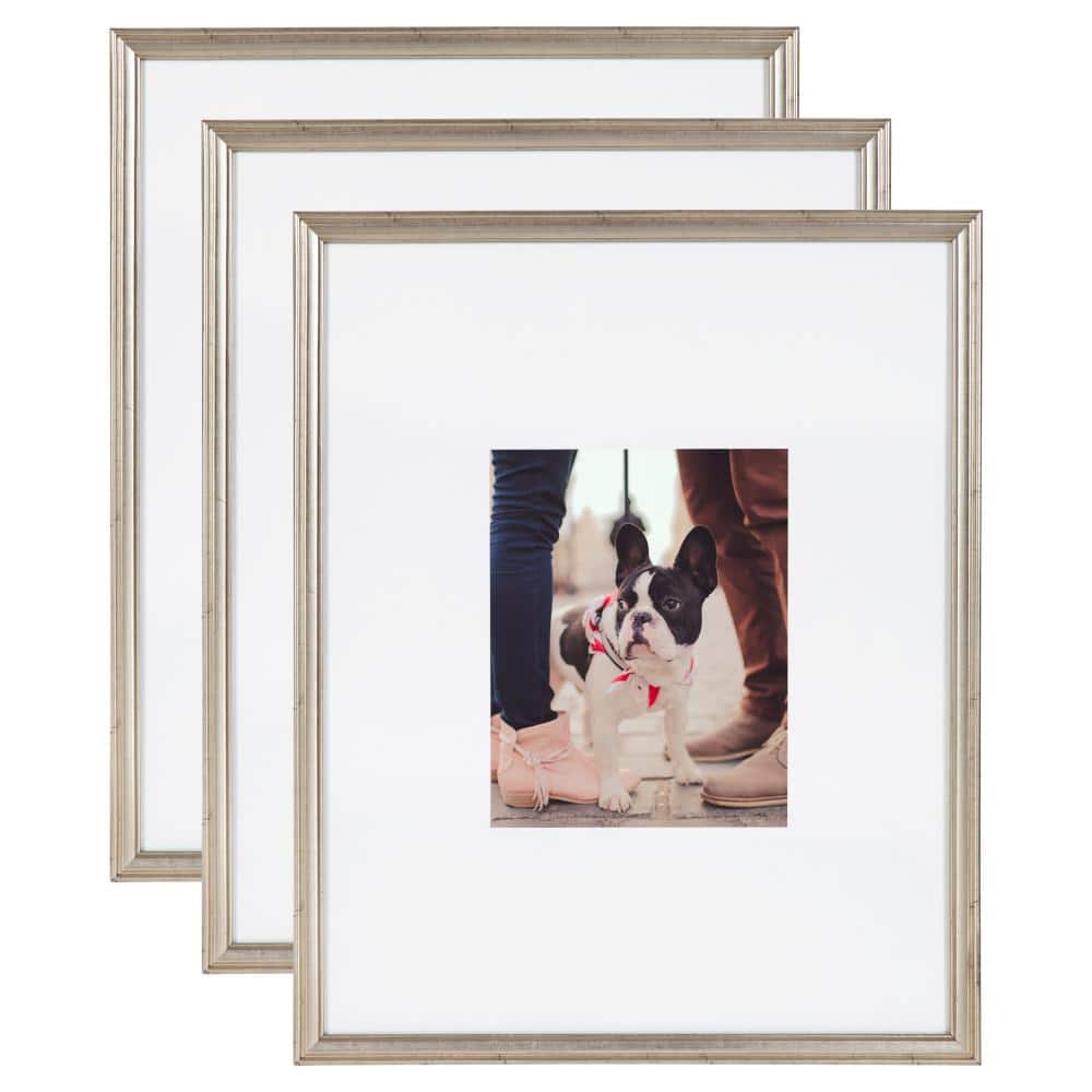 Elegant Silver Wall Picture Frame Set, 16" x 20" Matted to 8" x 10"