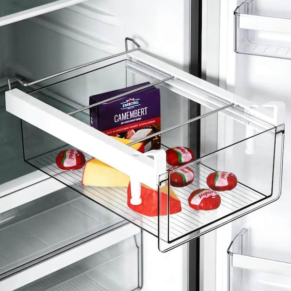 Heavy Duty Food Grade Plastic Refrigerator Drawer Organizer with Metal Reinforced Frame, Spring Storage Organizer 1-Pack