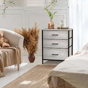3-Drawer Greige Nightstand 24.62 in. H x 16.5 in. W x 24.62 in. D