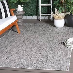 Courtyard Light Gray/Dark Gray 7 ft. x 7 ft. Dotted Diamond Indoor/Outdoor Square Area Rug