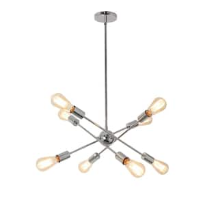 8-Light Chrome Sputnik Chandelier for Dining Room