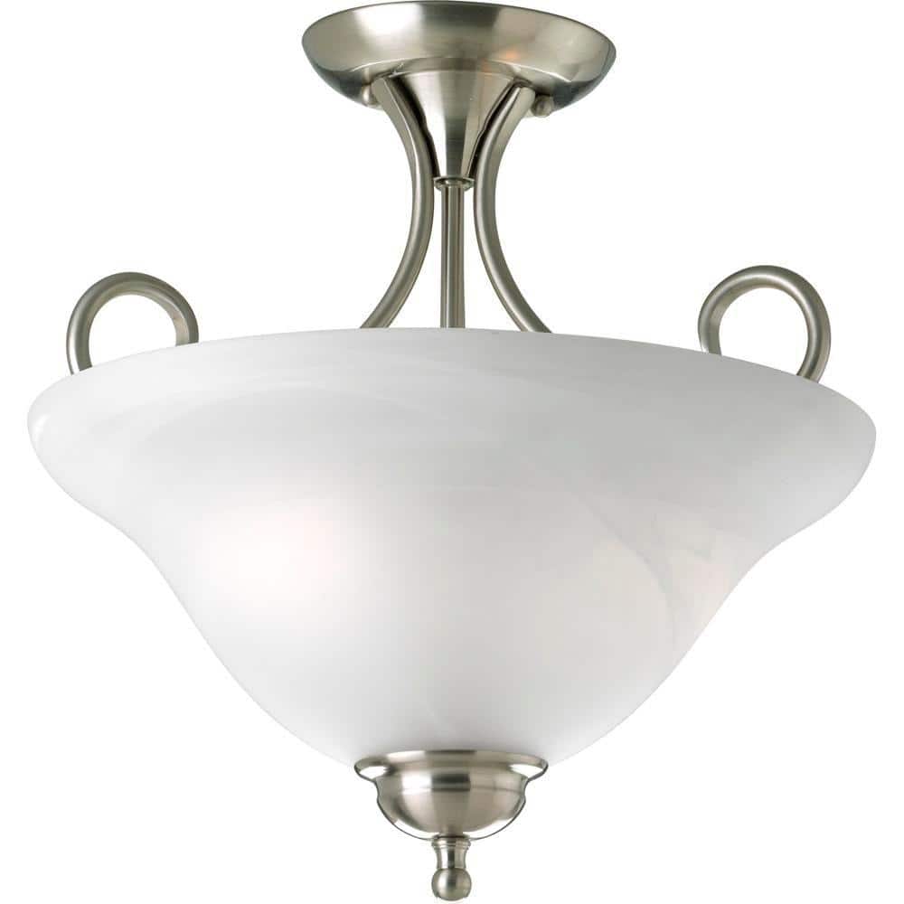 Brushed Nickel 2-Light Semi-Flush Mount