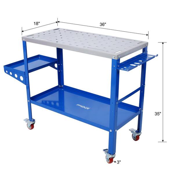 Tidoin 36 in. x 18 in. 1200 lb. Load Capacity Steel Welding Table with Braking Lockable Caster GH YDW4 6039 The Home Depot