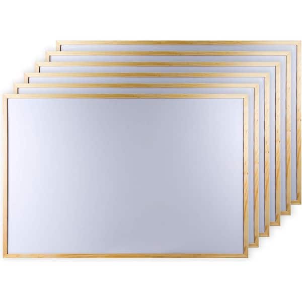 CTG Desk Tech Dry Erase Hanging White Board for Wall with Wooden Frame Bulk, 24 x 18 in. White, 6-Pieces