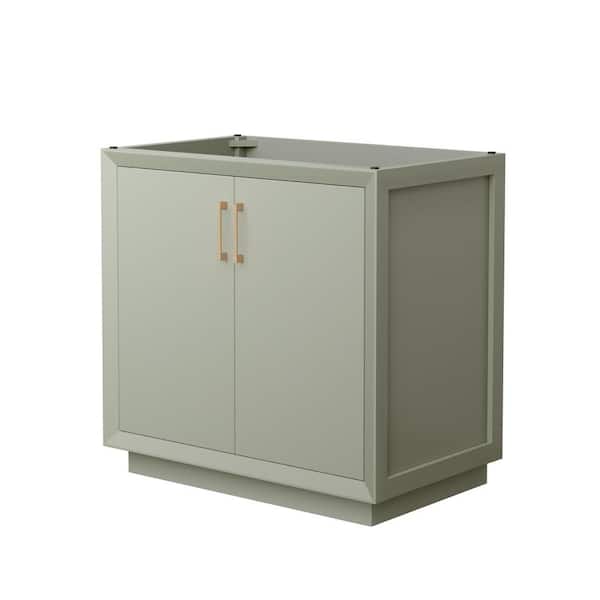 Wyndham Collection Strada 35.25 in. W x 21.75 in. D x 34.25 in. H Single Bath Vanity Cabinet without Top in Light Green