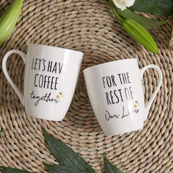 Numhew White Ceramic Coffee Mugs 12oz. Bachelorette Bridal Shower Gift For  Bride Anniversary Wedding Gifts For Couple(Set of 2) U0W2C7T1 - The Home  Depot