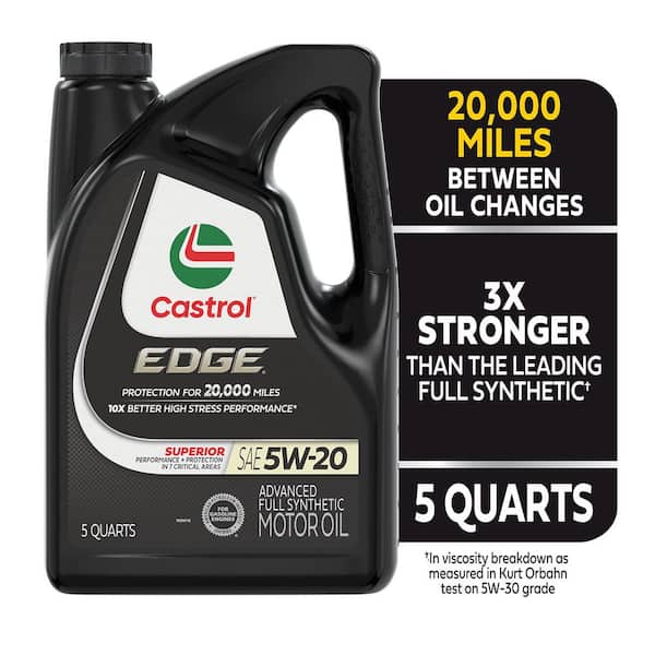 CASTROL EDGE 5W-20 Advanced Full Synthetic Motor Oil, 5-qt. 15B9AD