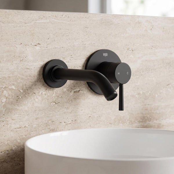 Olus Single Handle Wall Mount Bathroom Faucet in Matte Black