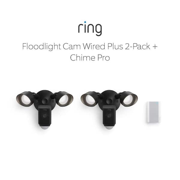 Outdoor Wi-Fi Wired Standard Surveillance Camera with Motion Activated Floodlight with Chime Pro in Black (2-Pack) Outdoor Wi-Fi Wired Standard Surveillance Camera with Motion Activated Floodlight with Chime Pro in Black (2-Pack)