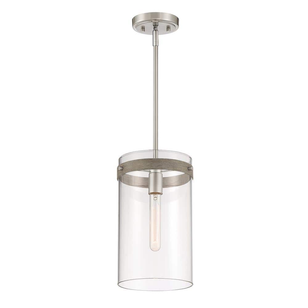 Sleek Reflecta 13.5" Brushed Nickel Pendant with Glass Shade