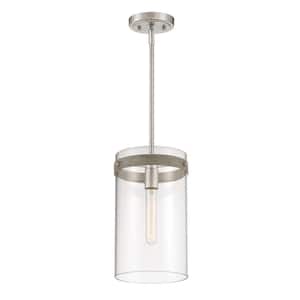 Reflecta 60-Watt 1 Light Brushed Nickel Pendant with Clear Glass Shade