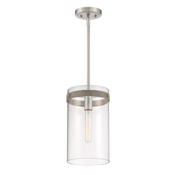 Designers Fountain Reflecta 60-Watt 1 Light Brushed Nickel Pendant with Clear Glass Shade