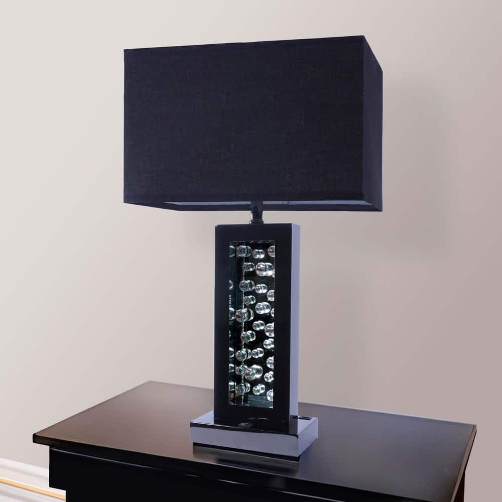 Nickel Modern Unique Glass Bubble Column Clean Rectangular 27.80 in. Black Black LED Novelty Table Lamp price history on PriceWatchPro