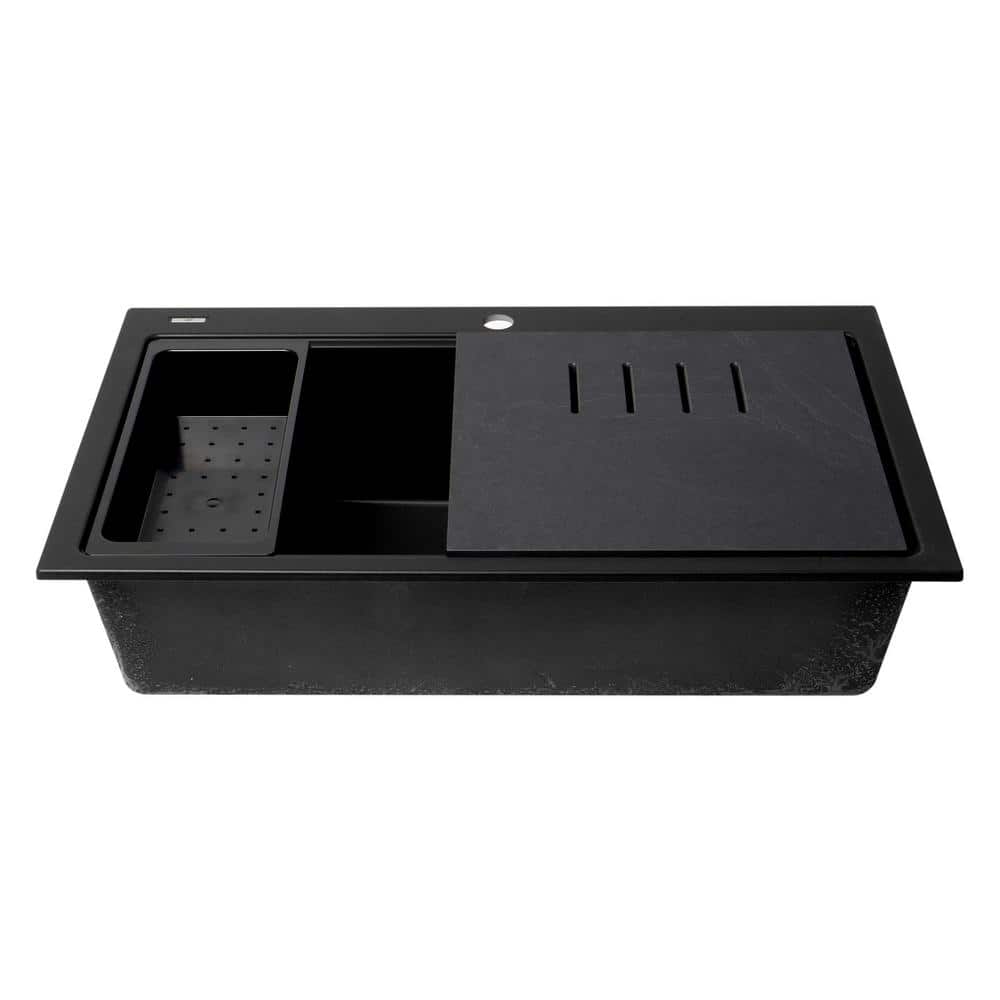34'' Matte Black Granite Composite Single Bowl Kitchen Sink