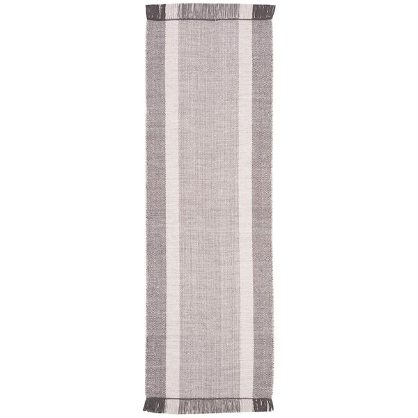 SAFAVIEH Montauk Ivory/Gray 2 ft. x 7 ft. Striped Border Gradient Runner Rug