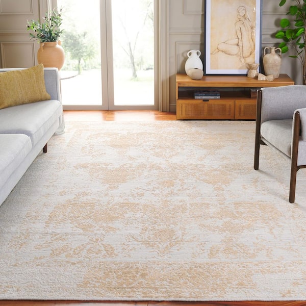 Bedford 10 ft. x 14 ft. Beige/Gold Abstract Traditional Area Rug