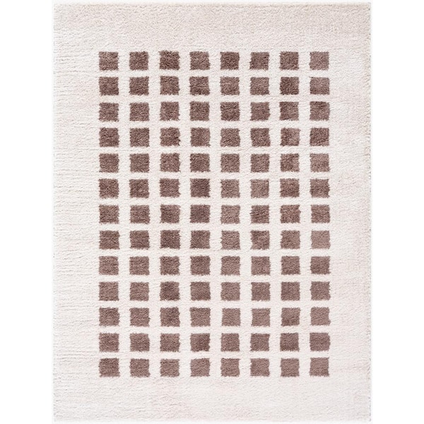Livabliss Fossay Shag Brown 3 ft. x 7 ft. Modern Indoor Area Rug