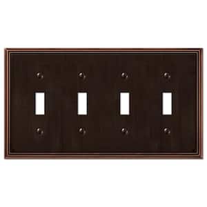 Rhodes 4 Gang Toggle Metal Wall Plate - Aged Bronze