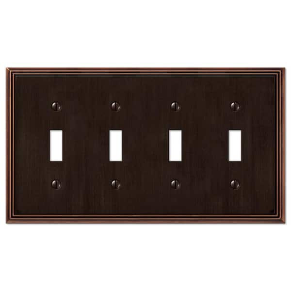 AMERELLE Rhodes 4 Gang Toggle Metal Wall Plate - Aged Bronze