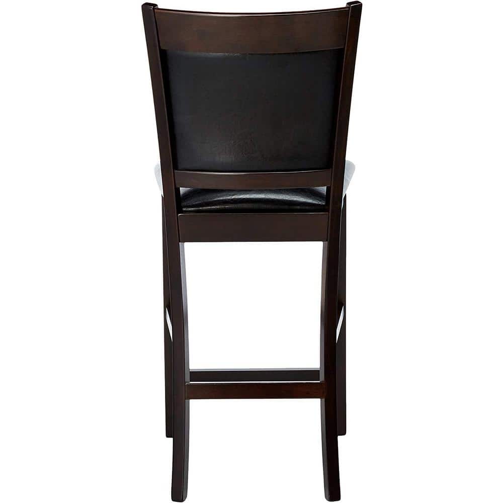 Espresso Brown Leather-Like Vinyl Counter Height Chair Set of 2