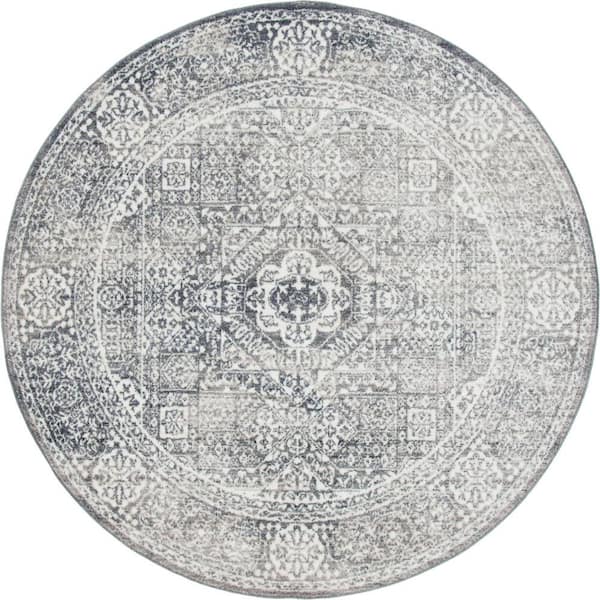 Unique Loom Brighton Bushwick Gray 6 ft. x 6 ft. Round Rug