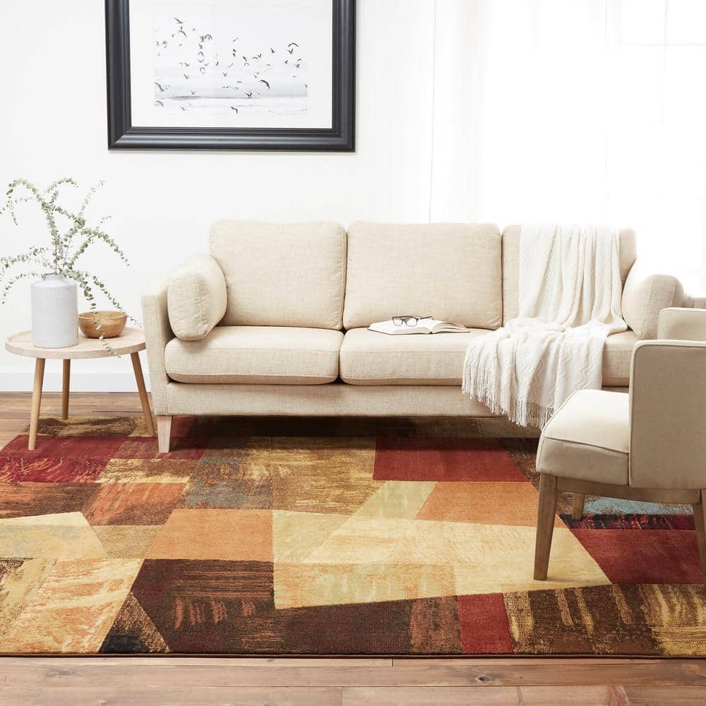 Catalina Bismark Geometric Brown and Beige Synthetic Area Rug