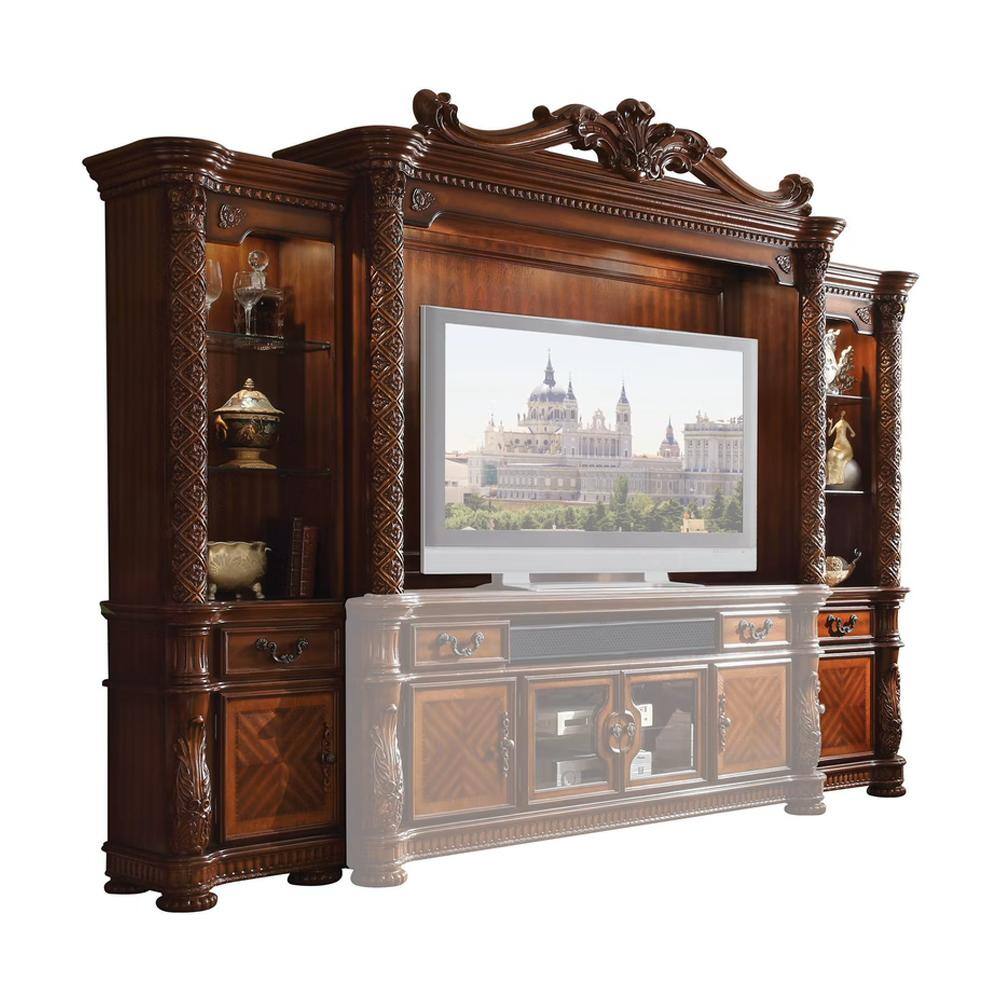 Vendome II Cherry Baroque Entertainment Center with Gold Accents