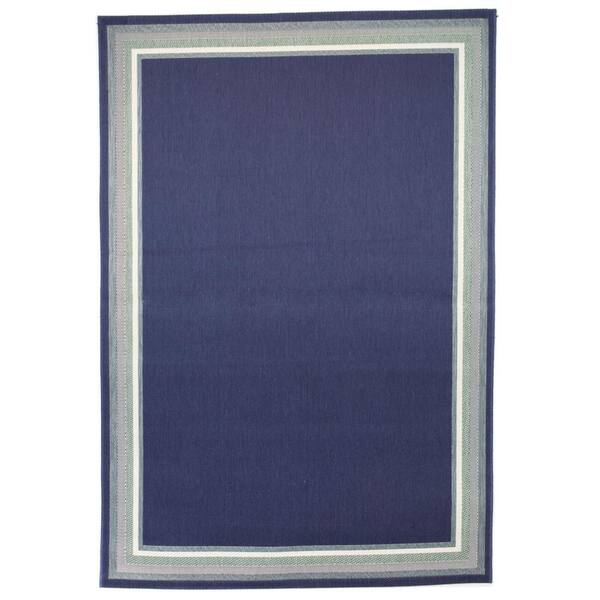 BALTA Oliver Navy 5 ft. 3 in. x 7 ft. Border Indoor/Outdoor Area Rug ...