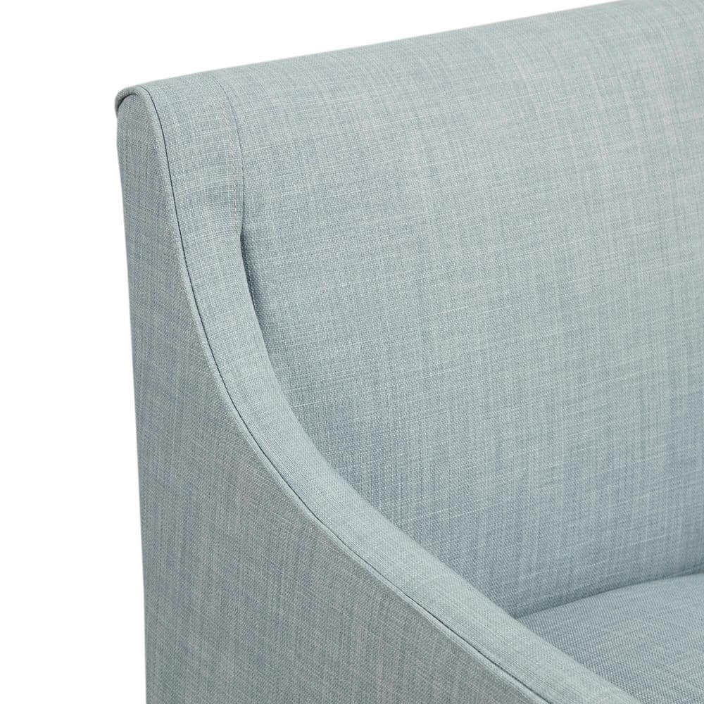 Blue Upholstered Skirted Dining Arm Chair with Casters
