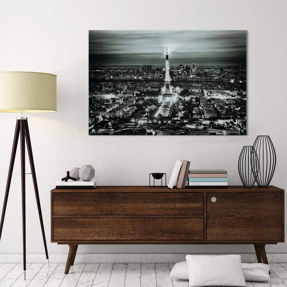 Paris Night Black and White Tempered Glass Wall Art