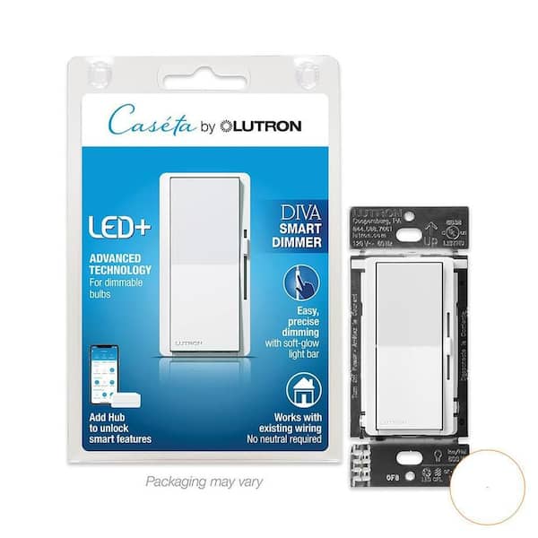 Diva Smart Dimmer Switch for Caseta Smart Lighting, 150-Watt LED, White (DVRF-6L-WH-R) (4-Count)