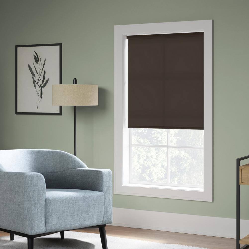 Cut-to-Size 42.5 in. W x 73 in. L Brown Cordless Room Darkening Polyester Fabric Roller Shade price history on PriceWatchPro