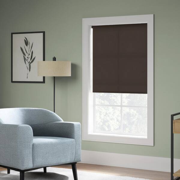iFit Cut-to-Size 57.5 in. W x 73 in. L Brown Cordless Room Darkening Polyester Fabric Roller Shade