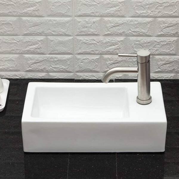 Magic Home Ceramic Rectangle Porcelain, Narrow Bathroom Sink