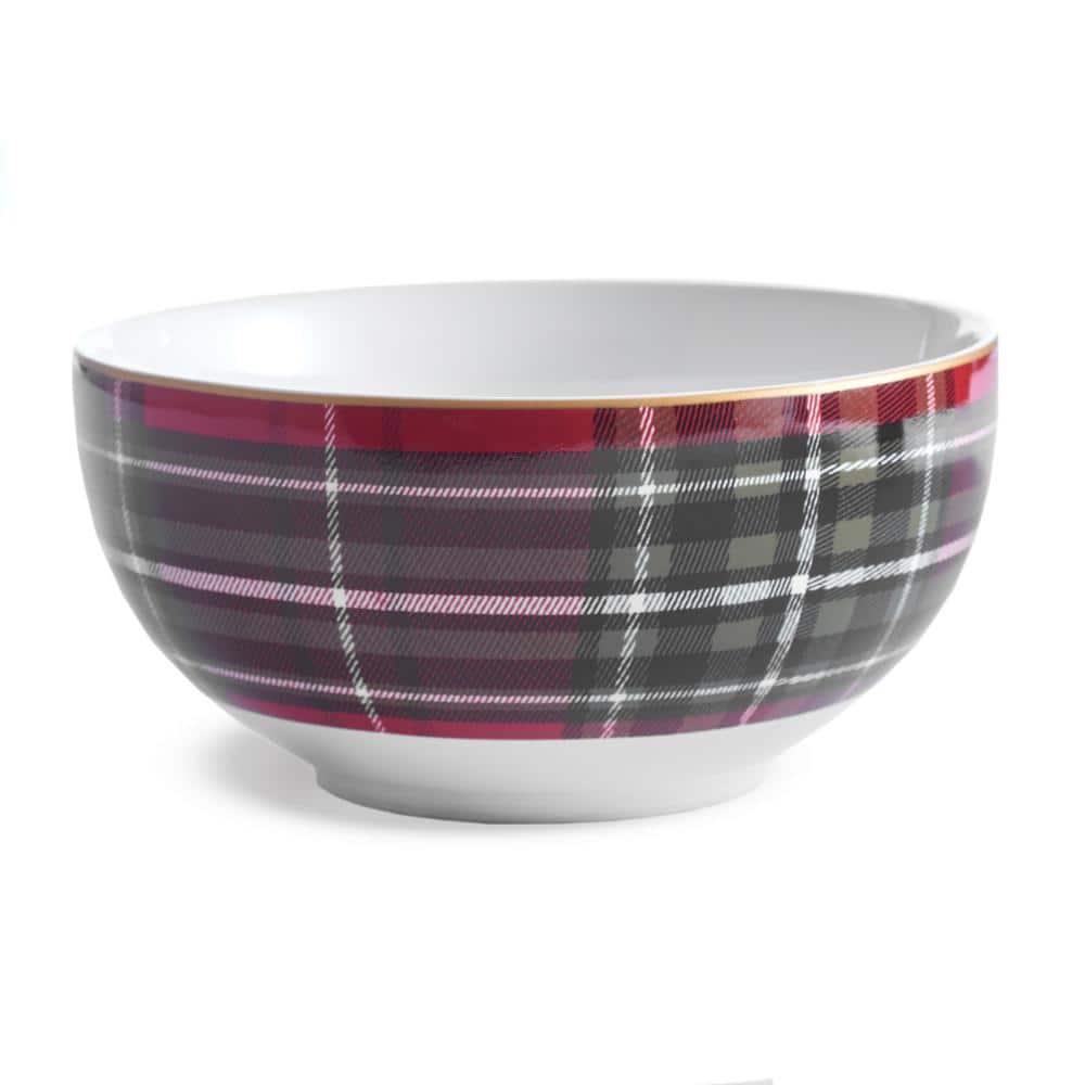 Wexford Red Plaid Holiday Porcelain Dinnerware Set, 12-Piece