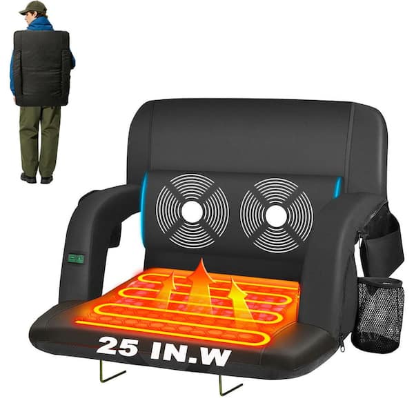 Oversized Heated Stadium Seat with 3-Level Heating, 6-Level Massage, Waterproof Bleacher Chair with 6Positions, 25 in. W