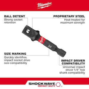 SHOCKWAVE Impact Duty 1/4 in. x 3/8 in. Alloy Steel Square Socket Adapter