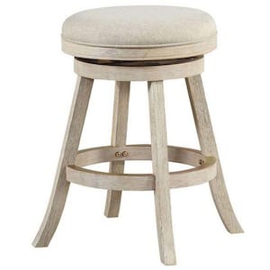 19.5 in. Gray Low Back Wood Frame Counter stool with Fabric Seat
