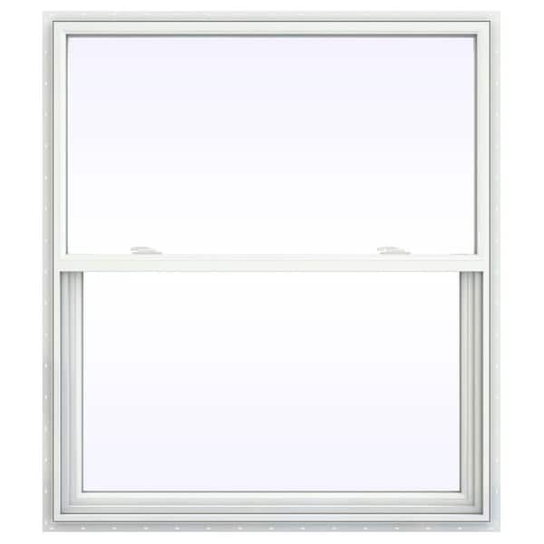 JELD-WEN 41.5 in. x 41.5 in. V-2500 Series White Vinyl Single Hung Window with Fiberglass Mesh Screen