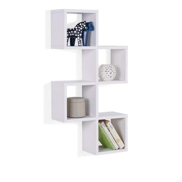 DANYA B White MDF Cubby Chessboard Floating Wall Shelf