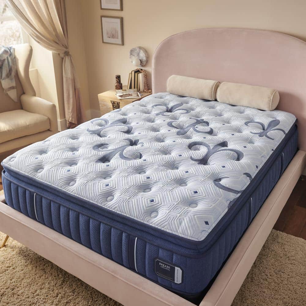 Stearns & Foster Estate Full Soft Luxury Memory Foam 15 in. Pillowtop Mattress Set, Gray