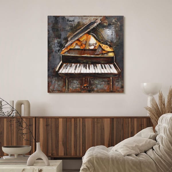 Empire Art Direct 32 in. x 32 in. "Magic Key" Mixed Media Iron Hand Painted Dimensional Wall Art