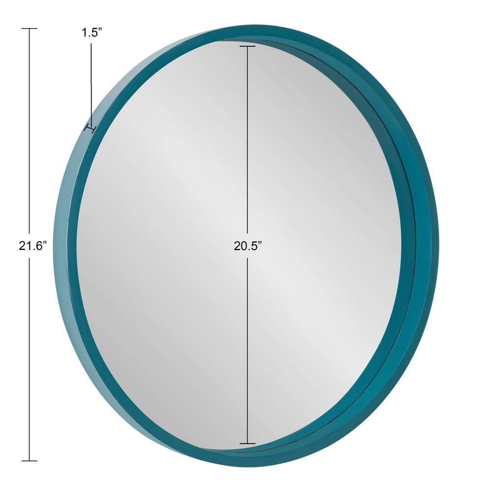 Travis Chic Teal Round Wooden Wall Mirror 24"