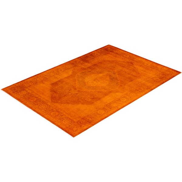 Fine Vibrance Orange 5 ft. x 8 ft. Solid Wool Indoor Area Rug
