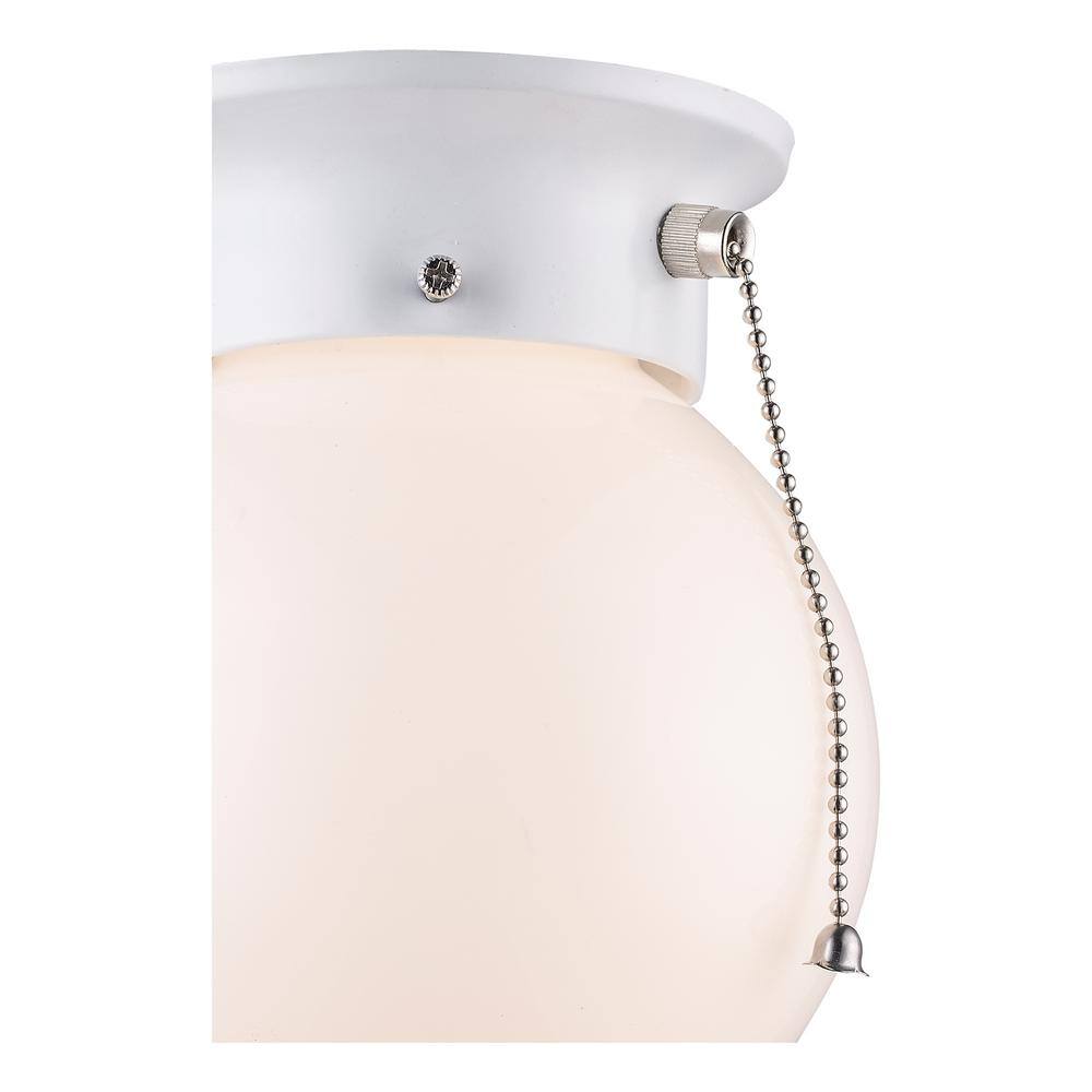 White Glass Globe Flush Mount with LED and Incandescent Options