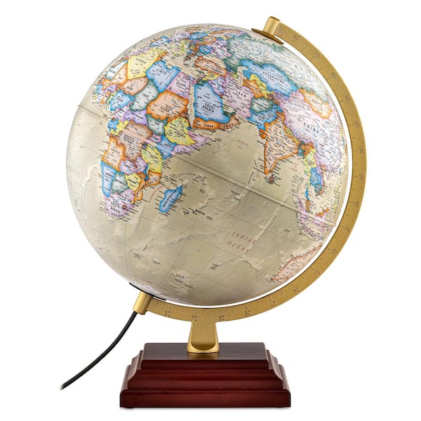 Waypoint Geographic Atlantic Plus 17.5 in. Tall x 12 in. Diameter Illuminated Decorative Desktop World Globe