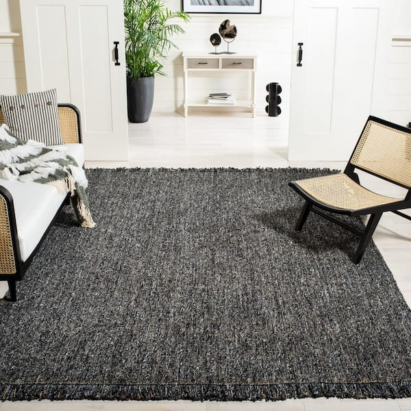 Natural Fiber 10 ft. x 14 ft. Charcoal/Natural Solid Color Area Rug