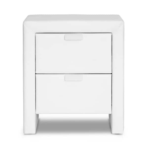 White leather deals nightstand